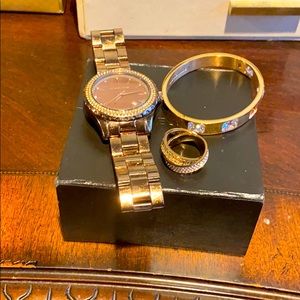 Michael Kors Rose Gold watch ring and bracelet